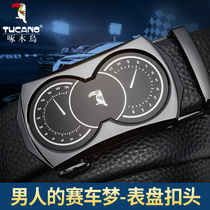 Woodpecker mens belt leather young man pure cowhide automatic buckle Earth tide belt Joker 2020 new fashion