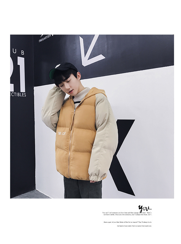 Vcvucko cổng gió mùa đông nam giới và phụ nữ vài ba chú mèo con in lỏng dày coat bông bánh mì quần áo nam áo khoác lông