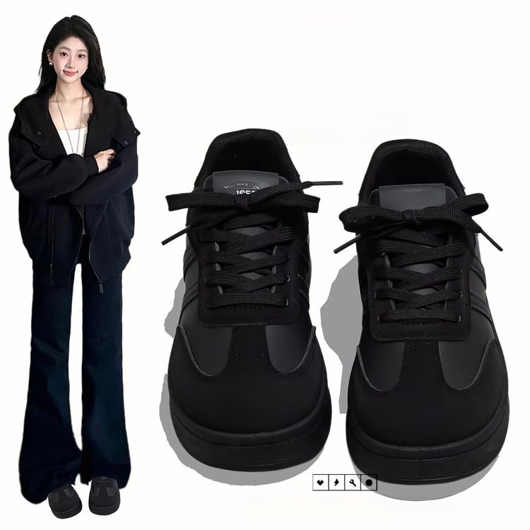 Unity Small Black Shoes for Women 2026 Popular Pure Black Commuter Sneakers Versatile Sports Casual Shoes for Students