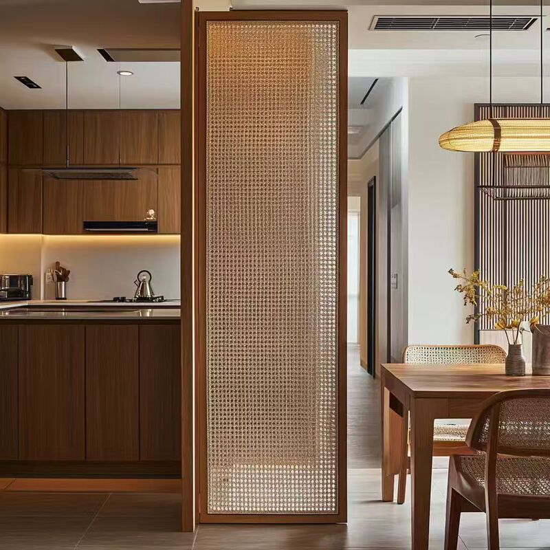 Solid Wood Rattan Screen Partition for Living Room, Rotatable, Suitable for Home, Hotel, Restaurant, Guesthouse, Background Wall Decoration and Privacy Screen
