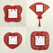 Fabric switch protective cover wall socket cover bedroom living room lace pastoral style switch wall sticker home new