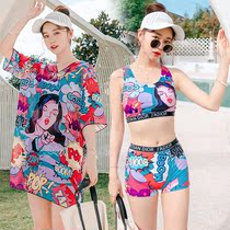 Split swimsuit blouse three-piece summer boxer pants womens 2021 new fashion beach seaside swimming suit