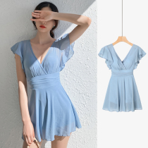 Conservative swimsuit womens summer belly cover thin fairy 2021 new one-piece skirt plus size fat mm seaside swimming suit