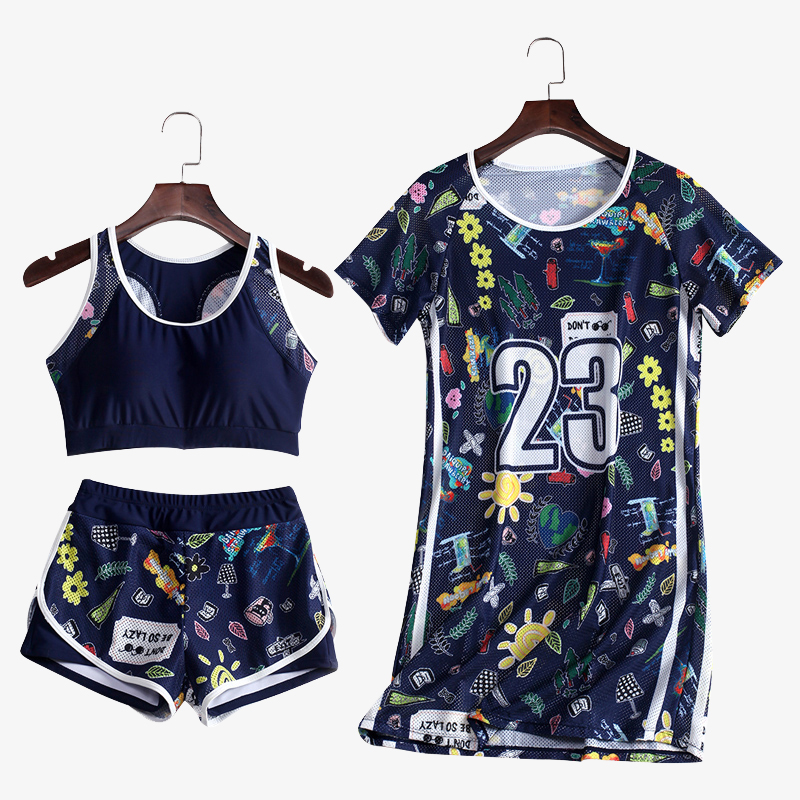 Swimsuit women's summer sunscreen two-piece slightly fat girl large size fat mm2022 new explosion style student sports swimwear