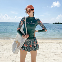 Swimsuit female conservative long-sleeved student 2021 fashion belly cover 2020 new hot spring split swim sports swimsuit