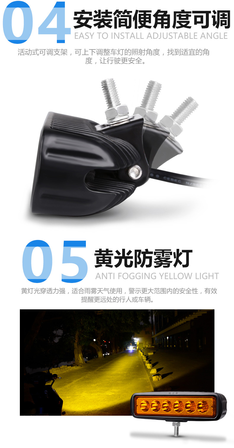 Xe máy Rui Lipu LED siêu sáng spotlight sửa đổi đèn pha phụ trợ xe điện bên ngoài bóng đèn chống nước màu vàng ánh sáng - Phụ tùng xe máy đèn trợ sáng xe máy