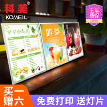 Comeys milk tea shop menu Showcase Luminous Dot Dining Card Bar Counter price destination Ultrathin LED Table Card Light Box