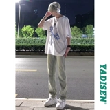 Американская атмосфера High Street Pants Men's CleanFit вымытые желтые грязные джинсы стройные ножницы для ножниц