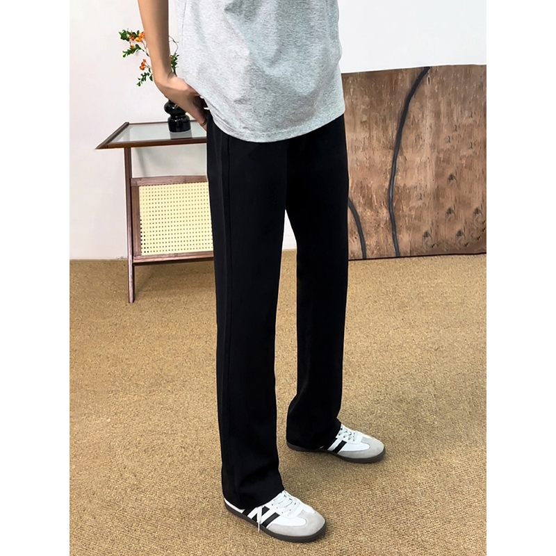 Pure Black Ice Silk Men's Dress Pants, Summer Clean and Drapey Narrow Straight-Leg Pants, Casual Flared Suit Pants Pure Black Ice Silk Men's Dress Pants, Summer Clean and Drapey Narrow Straight-Leg Pants, Casual Flared Suit Pants