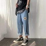 Светлые джинсы, штаны, свободный прямой крой, в корейском стиле