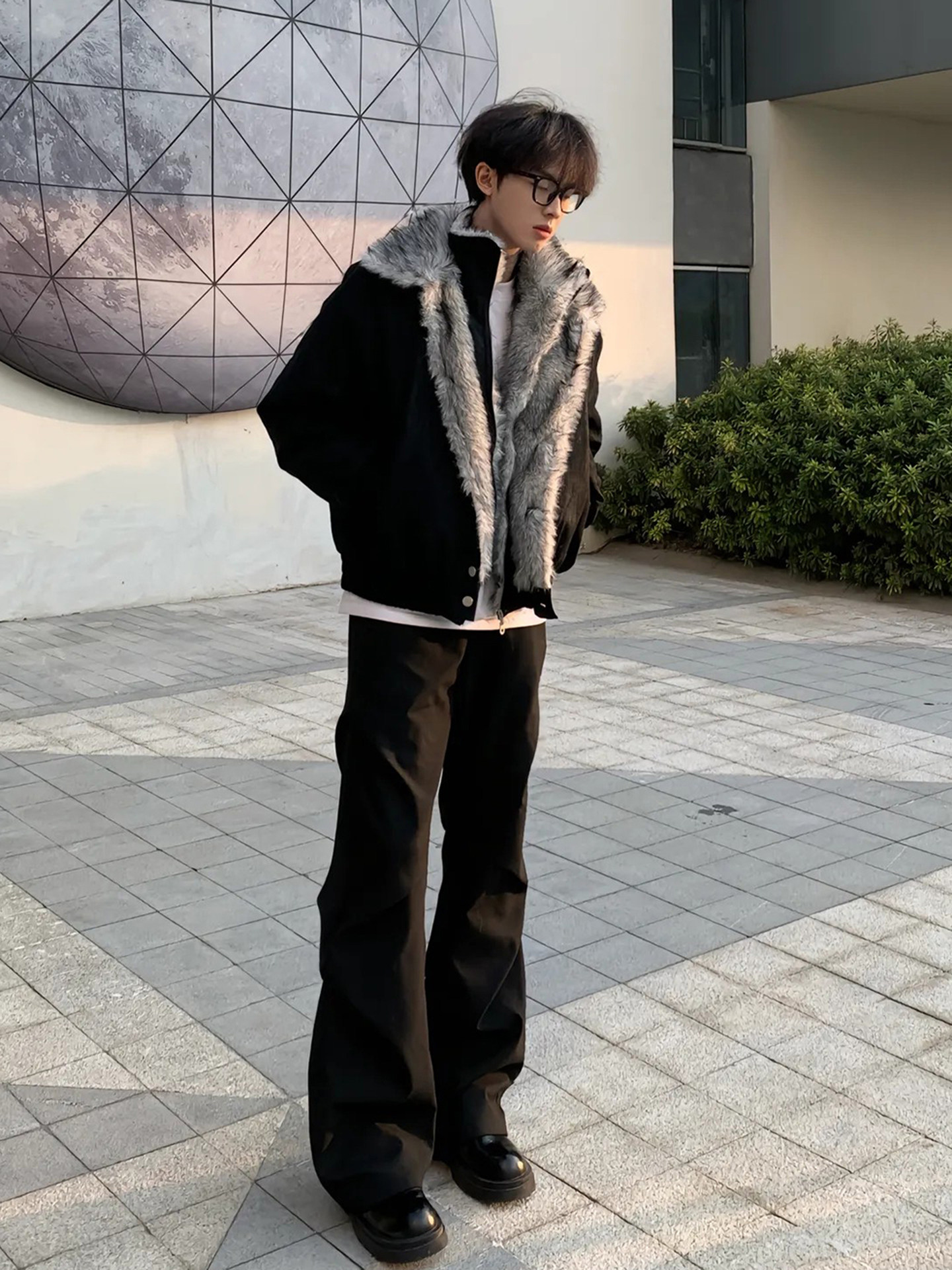 American-Style Polar Wolf Throne Mountain Eagle Fake Two-Piece Cotton Jacket for Men, Winter Fleece-Lined, Thickened, Cold-Proof and Warm Cotton Coat