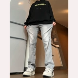 Осенние джинсы, эластичные штаны, в американском стиле, облегающий крой, свободный прямой крой