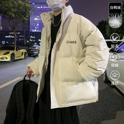 Демисезонный бархатный трендовый брендовый пуховик, в американском стиле, утиный пух, в корейском стиле, увеличенная толщина