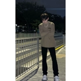 Приталенные черные демисезонные джинсы, флисовые штаны, в американском стиле