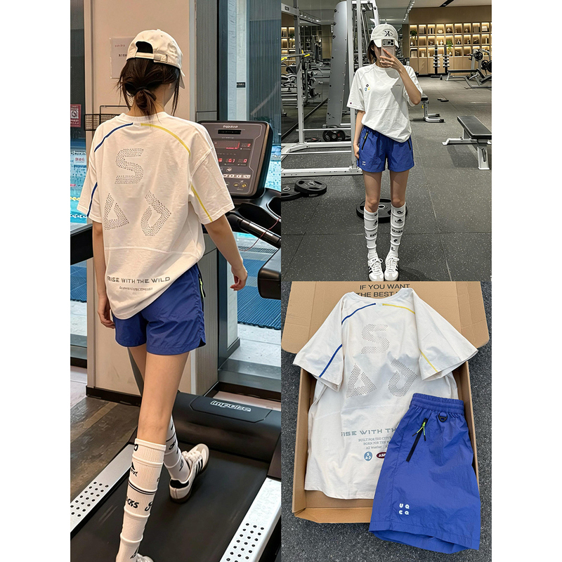 Hasselblad Line Color-Blocking Mesh Quick-Dry Short-Sleeve Unisex Summer Outdoor Badminton Training Outfit Sports Fitness T-Shirt