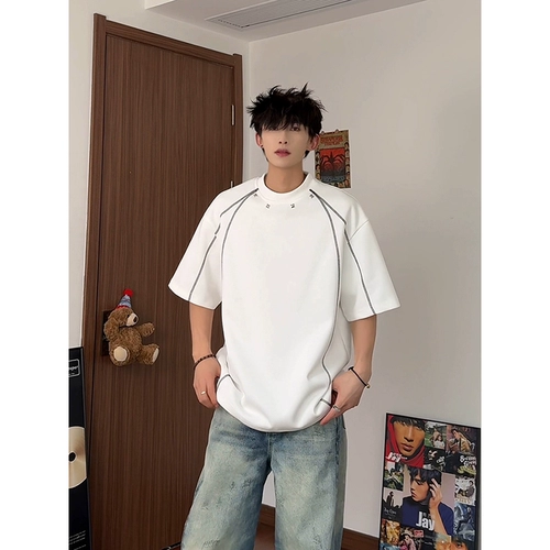 Белая летняя футболка, короткий рукав, изысканный стиль, европейский стиль