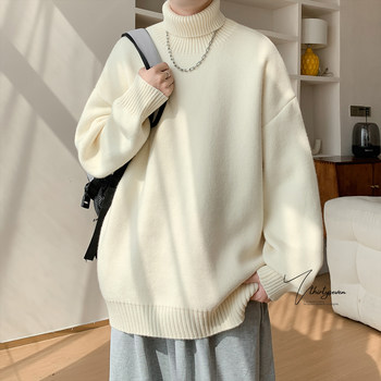 Japanese retro solid color turtleneck sweater for men Japanese retro solid color turtleneck sweater for men
