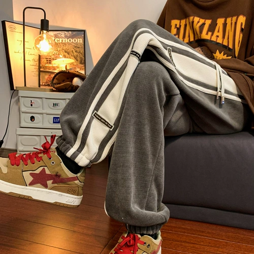 Вельветовые осенние штаны, спортивные повседневные брюки, свободный крой