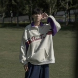 Tide, демисезонная толстовка с молнией, небольшой свитшот, дизайнерская куртка, на молнии, в американском стиле, тренд сезона