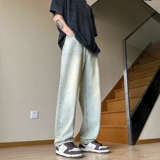 Летние джинсы, штаны, в американском стиле, свободный прямой крой