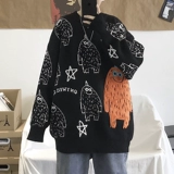 Демисезонный мультяшный трендовый трикотажный свитер для влюбленных для отдыха, оверсайз, подходит для подростков, круглый воротник