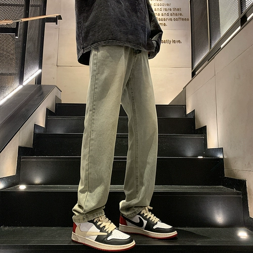 Демисезонные джинсы, штаны, в американском стиле, свободный прямой крой, увеличенная толщина