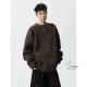 Old money style retro brown ribbed crew neck sweater for men