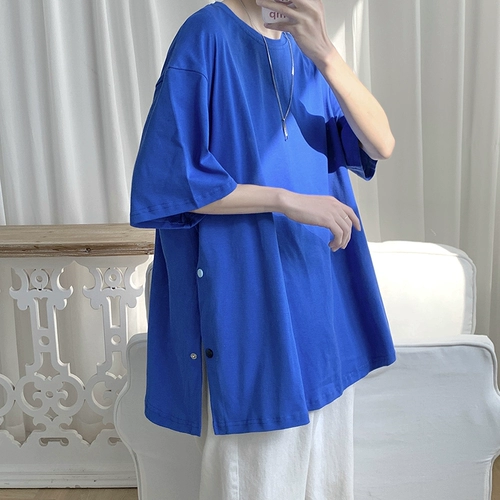 Небольшая дизайнерская летняя футболка с коротким рукавом для влюбленных, тренд сезона, в американском стиле, оверсайз