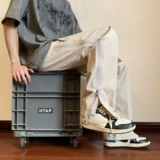 Мужские летние трендовые ретро штаны с молнией для отдыха, оверсайз, в американском стиле, свободный прямой крой