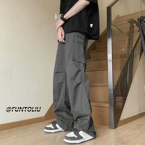 Осенние штаны, трендовые повседневные брюки, в американском стиле, оверсайз, свободный прямой крой