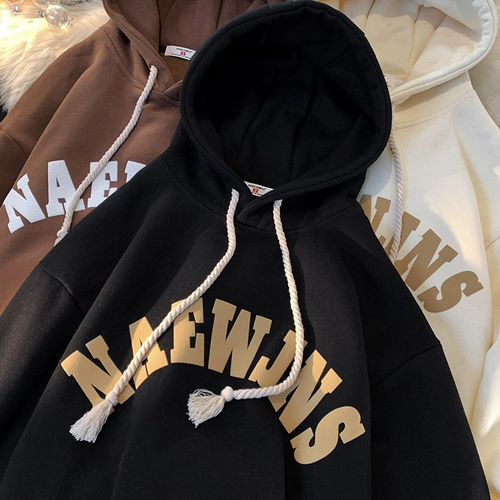 Утепленная утепленная толстовка, толстовка с капюшоном, парная одежда для влюбленных, куртка, в американском стиле, оверсайз