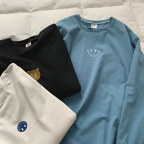 Мужской весенний универсальный трендовый приятный телу лонгслив для отдыха, коллекция 2021, оверсайз