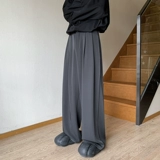 Черный костюм, штаны, свободный крой, осенний, в американском стиле, изысканный стиль