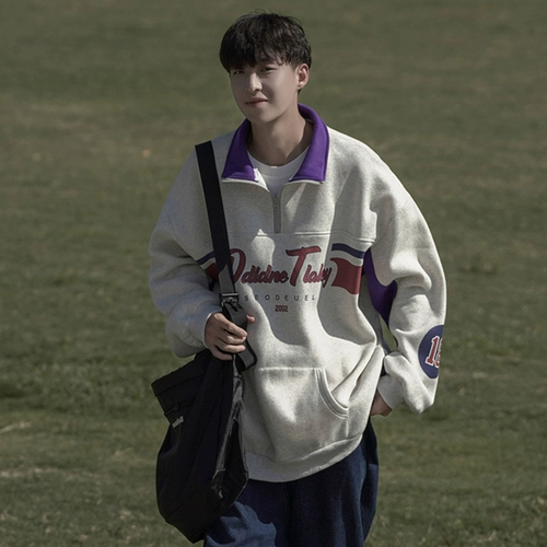 Tide, демисезонная толстовка с молнией, небольшой свитшот, дизайнерская куртка, на молнии, в американском стиле, тренд сезона