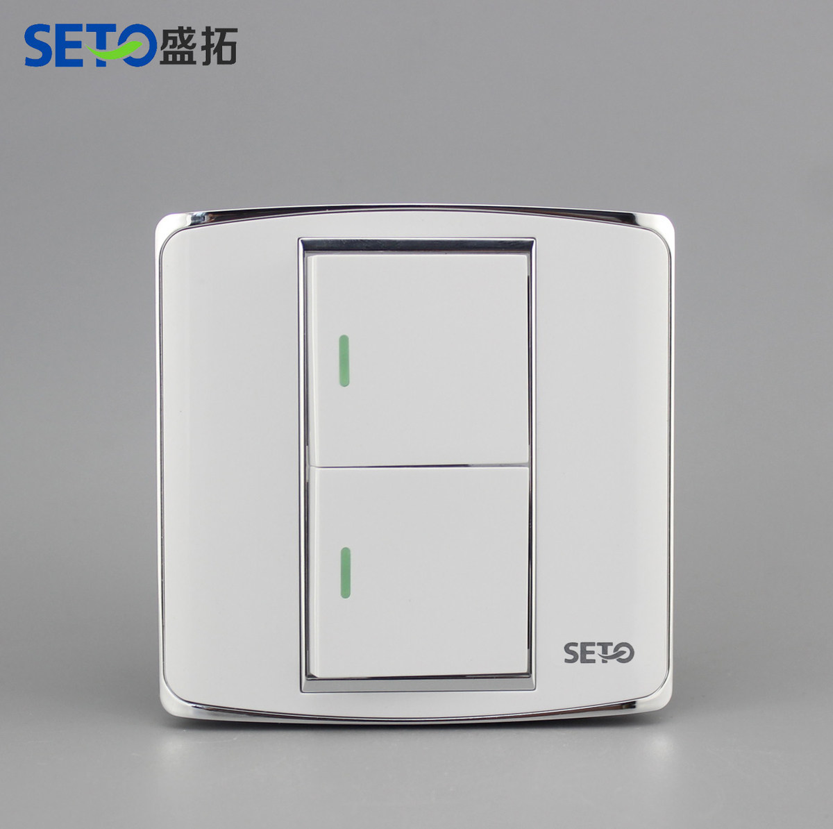Shengtuo switch socket panel double 2 two open double cut Two open double cut switch embedded steel frame silver frame