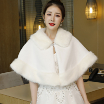 Wedding shawl winter coat 2018 new warm fashion Bride wedding dress cheongsam Cape style outside