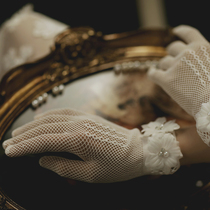 Wedding bride gloves wedding dress short Korean version Korean Korean photo studio photo accessories White full finger flower wedding