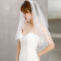 Wedding veil female bride white headdress Super fairy short Mori retro Korean wedding gift Net red photo props
