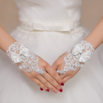 Wedding Gloves Bride Dress Cheongsam White Short Finger Lace Korean Rhinestone Wedding 2019 New Sweet