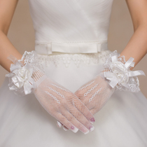 Bride gloves mesh bag refers to 2019 new wedding dress cheongsam short white accessories Korean flowers sweet