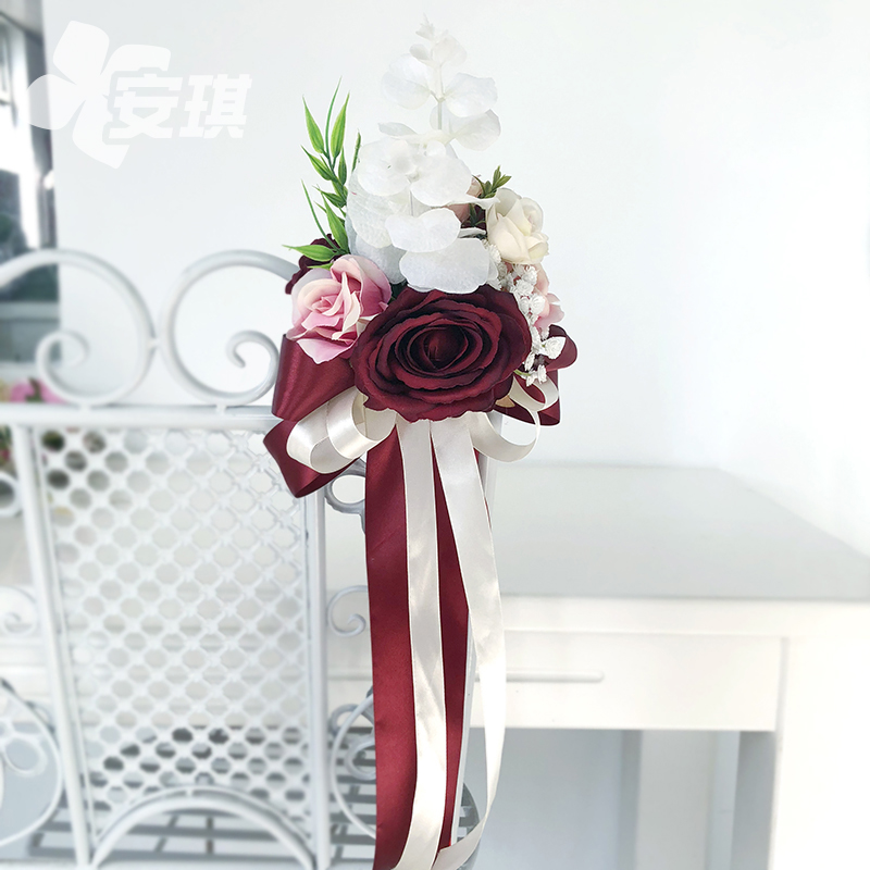 Forest church wedding chair back flower decoration simulation small bouquet Banquet floral art a variety of optional European wedding photo