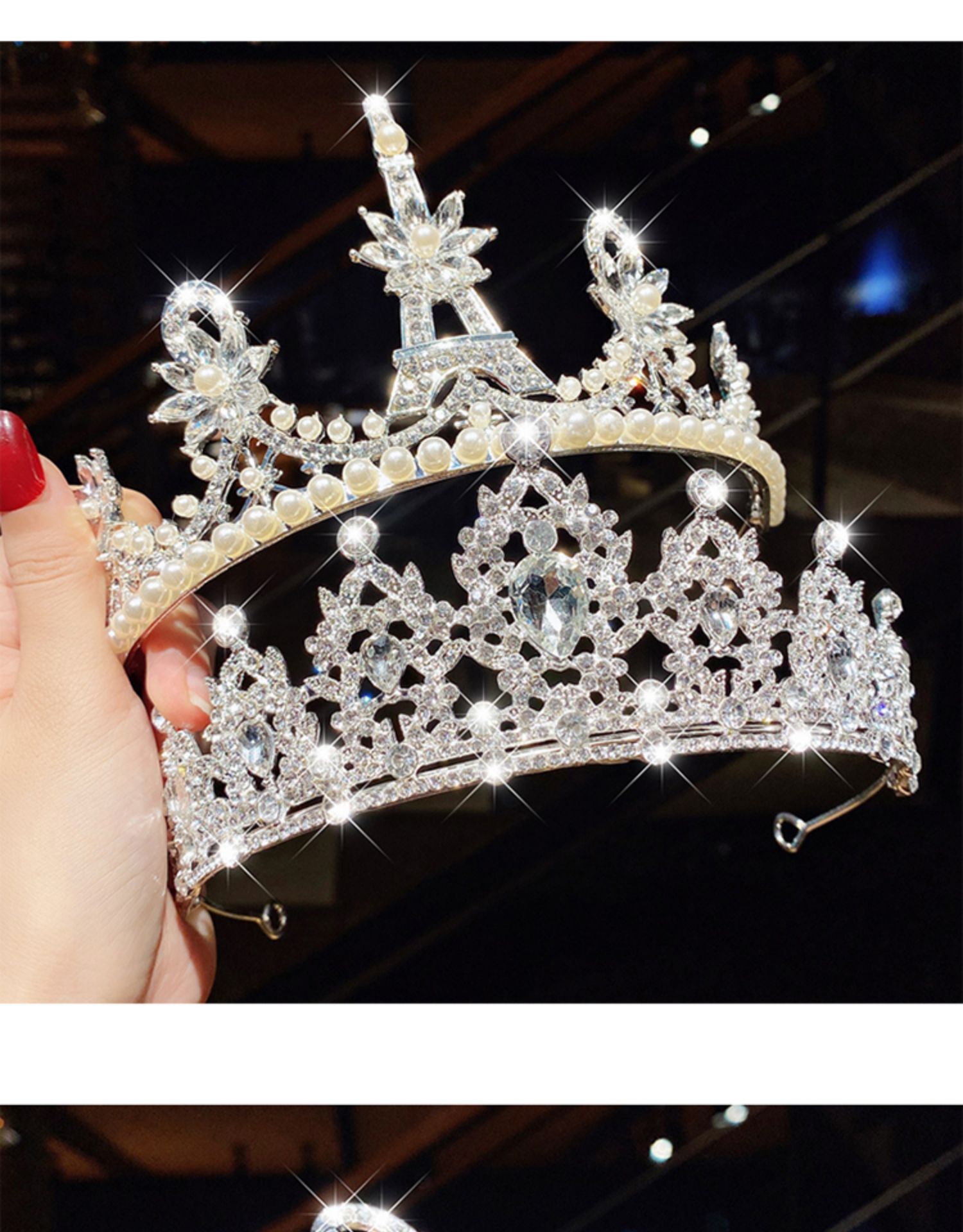 Tocado De Corona De Princesa Niños Niñas Bebé Diadema De Cristal De Corona Grande display picture 5