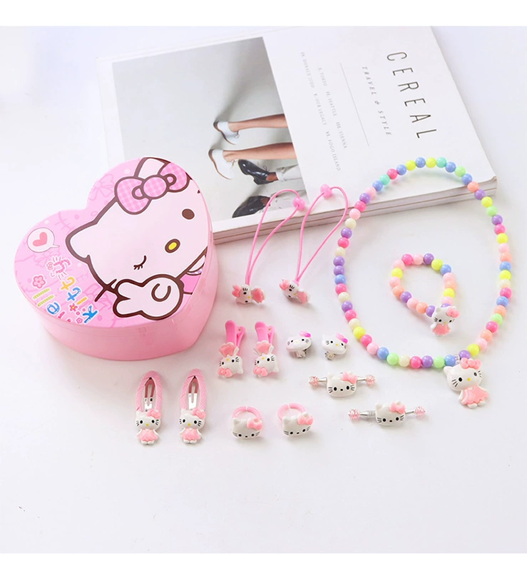 Bộ đồ trang sức 14 món cho trẻ em vòng cổ đeo tai clip vòng đầu cô gái công chúa bé trăm phụ kiện phù hợp - Nhẫn