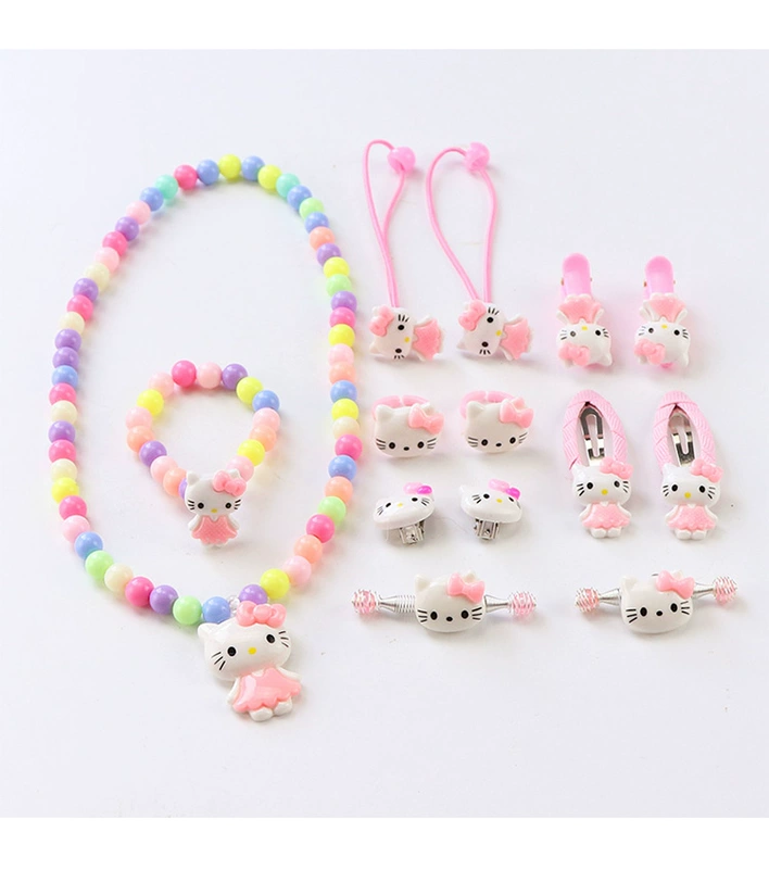 Bộ đồ trang sức 14 món cho trẻ em vòng cổ đeo tai clip vòng đầu cô gái công chúa bé trăm phụ kiện phù hợp - Nhẫn