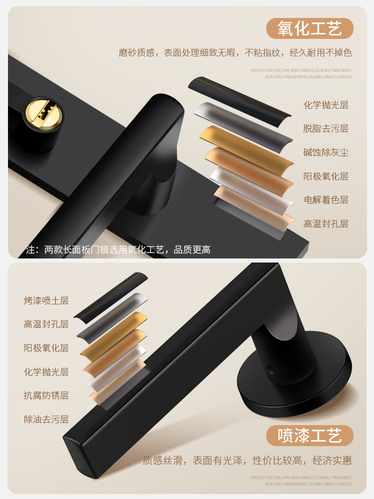 Black Bedroom Door Lock Indoor Wooden Door Lock Room Door Handle Universal Lock Split Silent Magnetic Lock