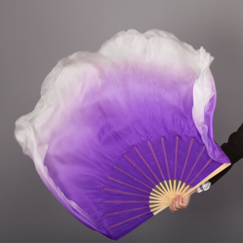 Fan silk dance fan dance fan double-sided gradient fan purple long fan Yangko fan square dance fan classical dance fan