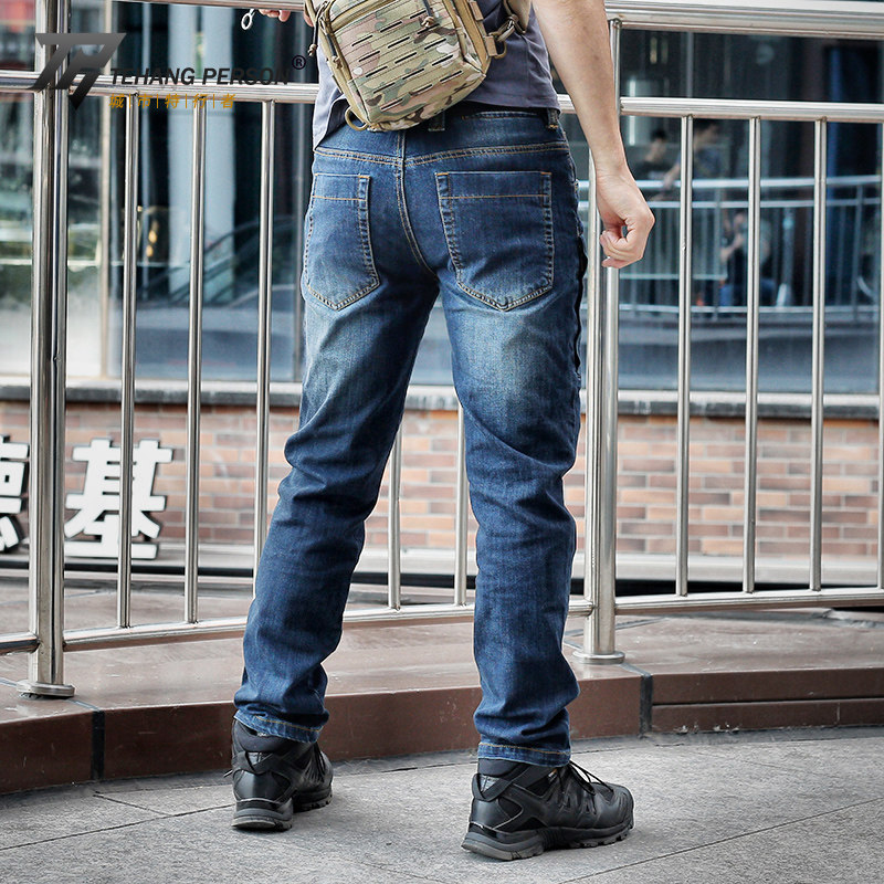 Four Seasons Stretch Leica Tactics For Training Jeans Men Pants City Business Casual Straight Cylinder Elastic Workwear Pants
