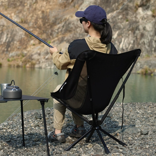 Наружное складное складное лунное кресло Ультра -светлое портативное алюминиевое рыболовное кресло Стул Бесплатная Установка Большого Вес наследования может быть повернута