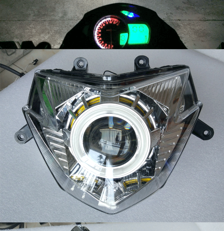 Xe máy điện tốc độ WISP ba thế hệ của ống kính thiên thần mắt quỷ mắt quỷ Xenon đèn pha thế hệ RSZ1 - Đèn HID xe máy đèn pha 7 màu xe máy	