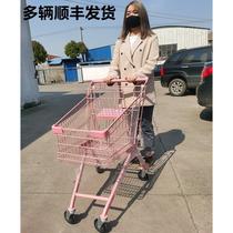 Supermarket Shopping Cart Mall Trolley Home Buy Groceries Trolley Nets Red Silent Universal Wheels Convenience Store Cart
